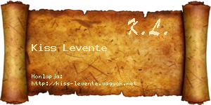 Kiss Levente névjegykártya